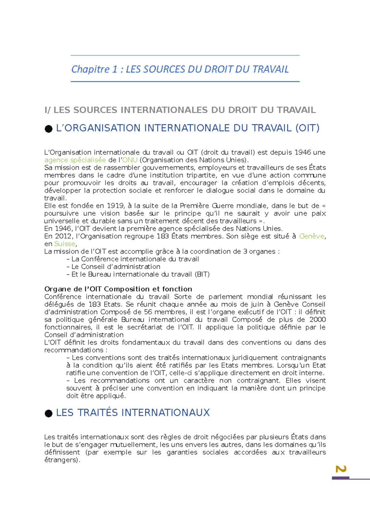 Les sources du Droit du Travail - Chapitre 1 : LES SOURCES DU DROIT DU ...