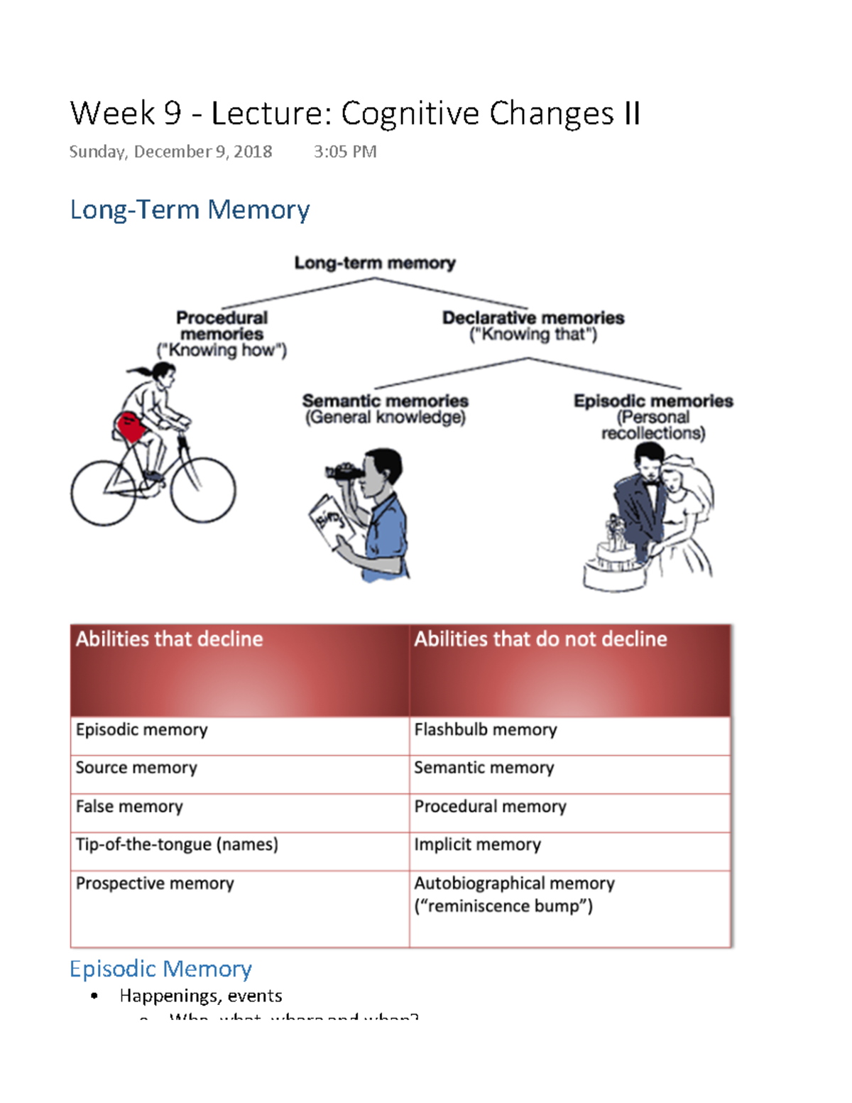 Week 9 - Lecture Cognitive Changes II - PSYC2190 - Studocu