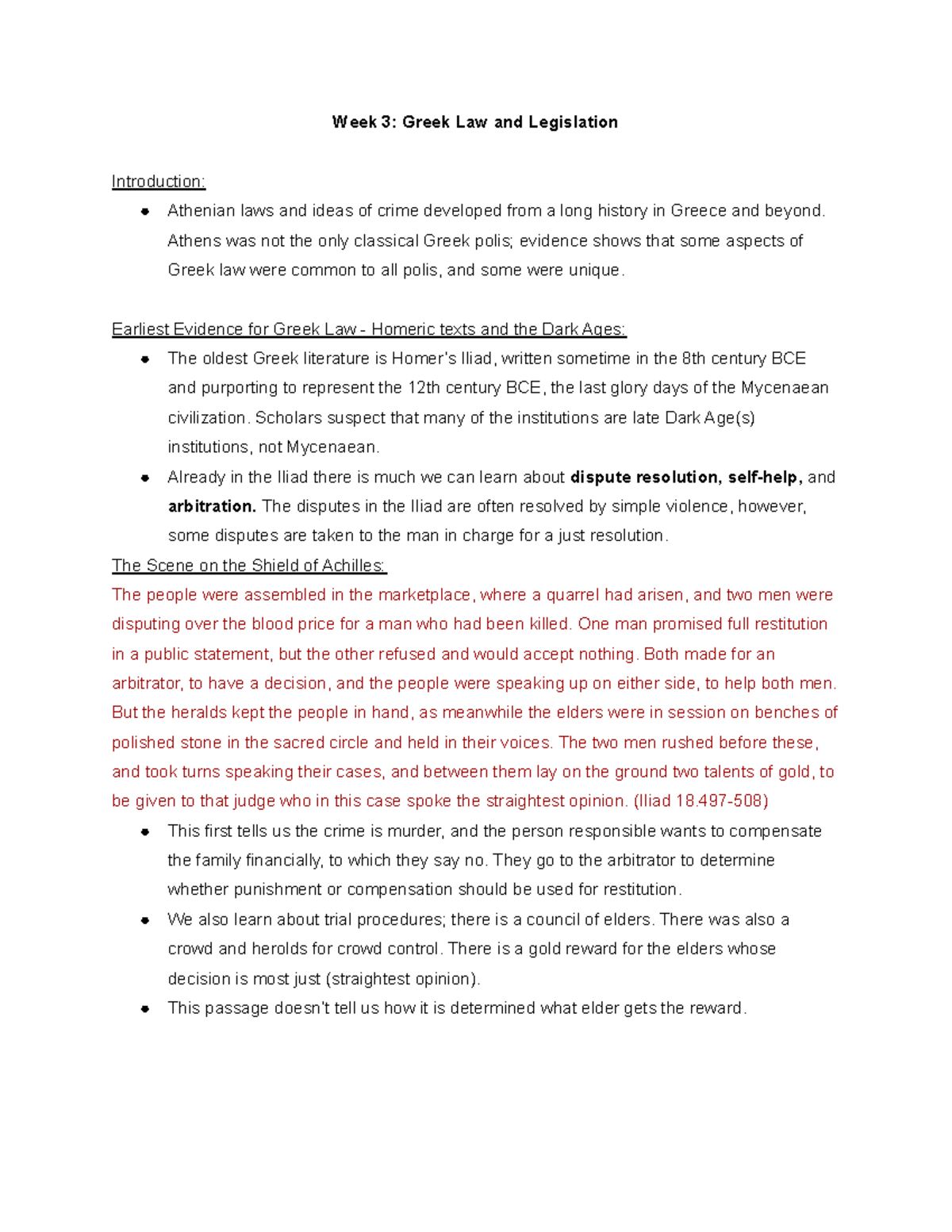 CS2301B+Week+3+Notes - Week 3: Greek Law and Legislation Introduction ...