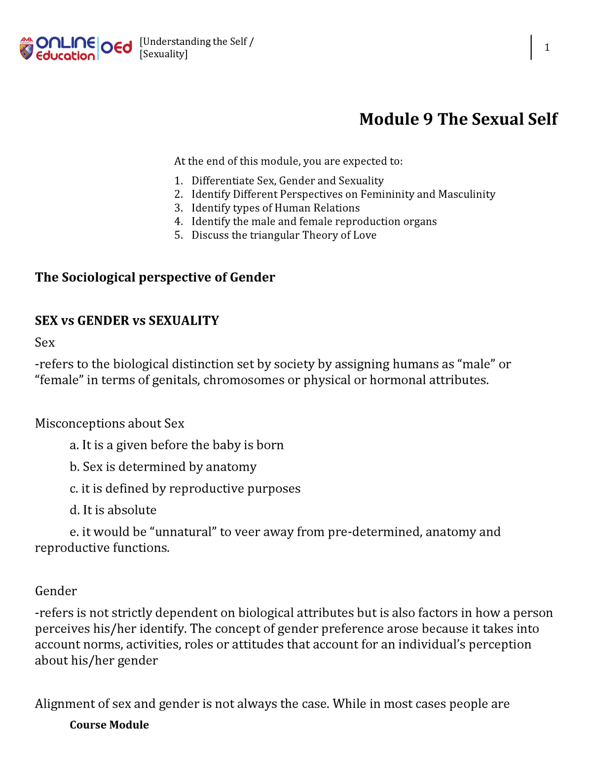 Lesson 7 Sexual Self Introduction To Philosophy Sexuality 1 Course Module Module 9 The 
