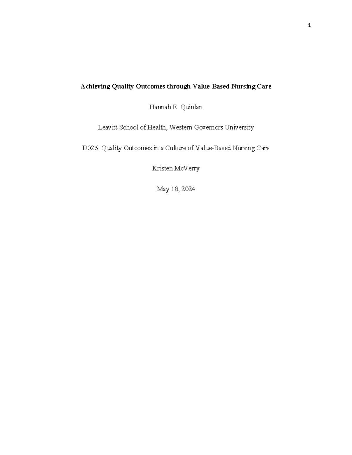 D026 AXM2 Paper - Final Draft - Revision - Achieving Quality Outcomes ...