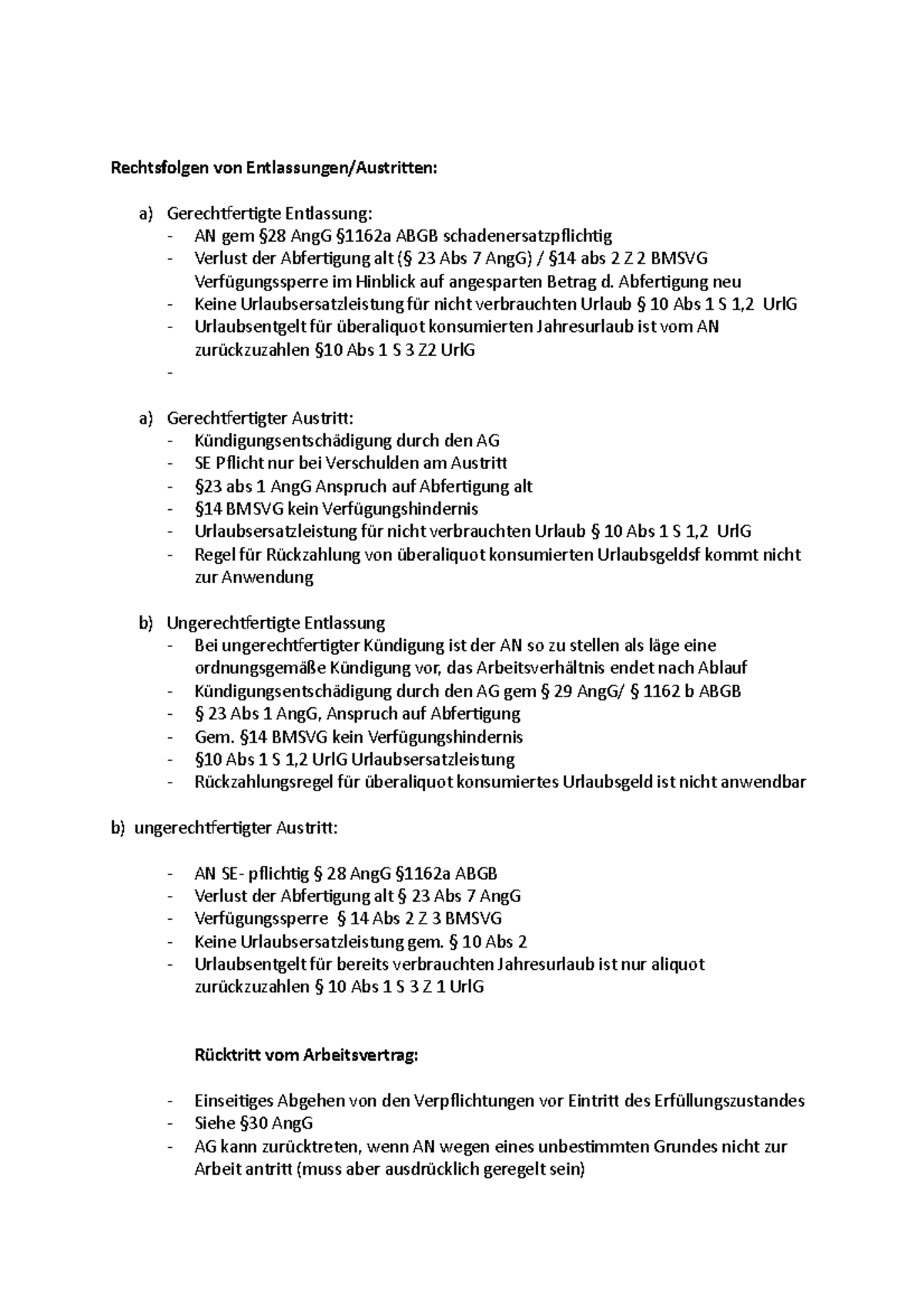 Kündigungschutz - Überblick - Rechtsfolgen von Entlassungen/Austritten ...