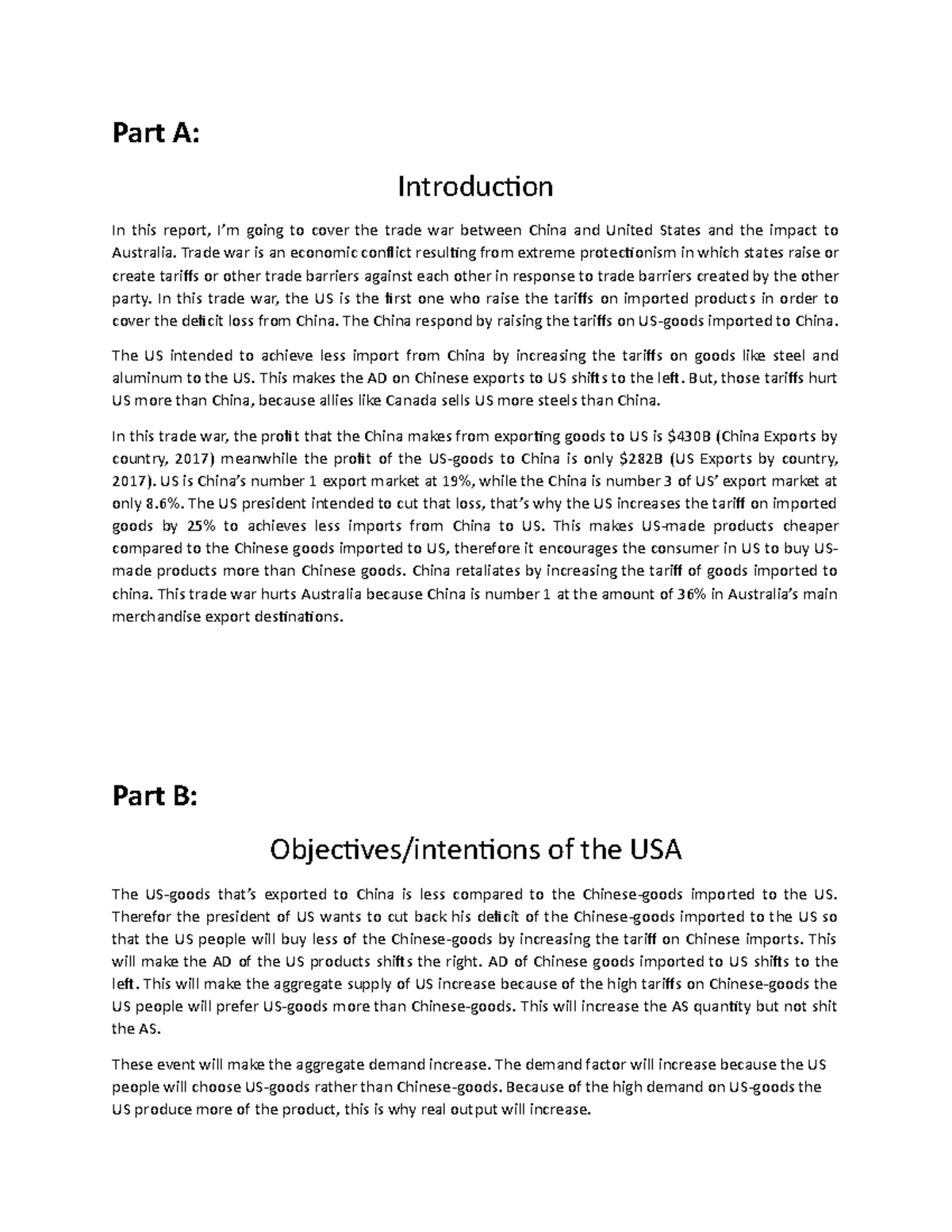 Trade war report assignment Part A Introduction In this report, I’m