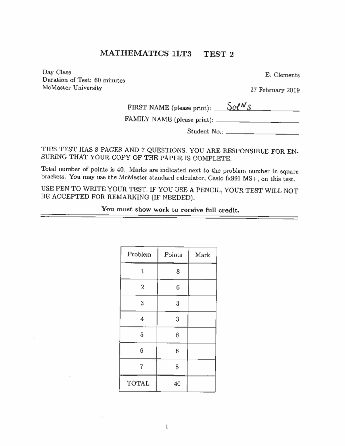 MATH 1LT3 - Practice Test 2 (Winter 2019 ) - Math 1Lt3 - Studocu