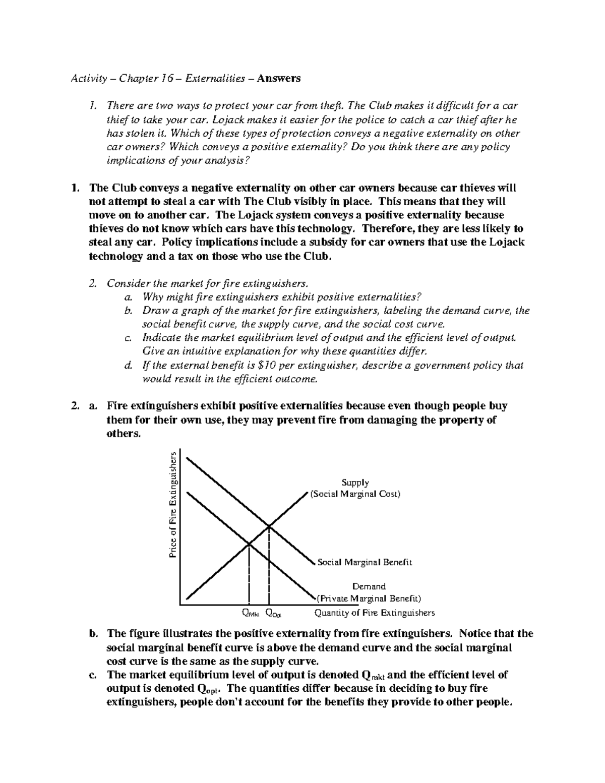 Activity Ch16 Answers Activity Chapter 16 Externalities Answers There are two ways