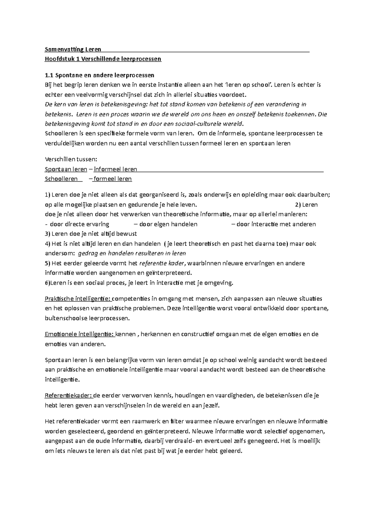 Samenvatting, Boek "Leren En Veranderen", Leren - Samenvatting Leren ...