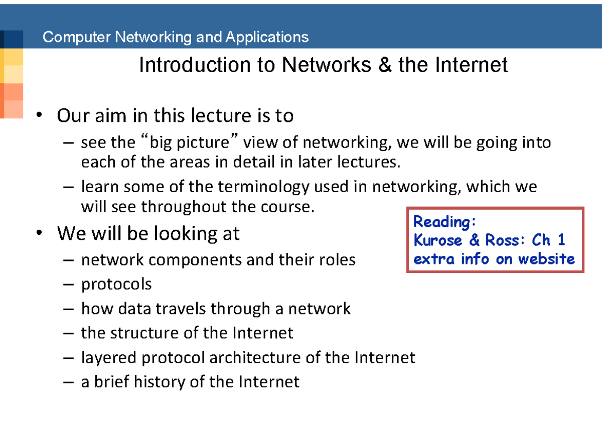 1 and 2 Introduction and Networks Delay - Introduction to Networks ...