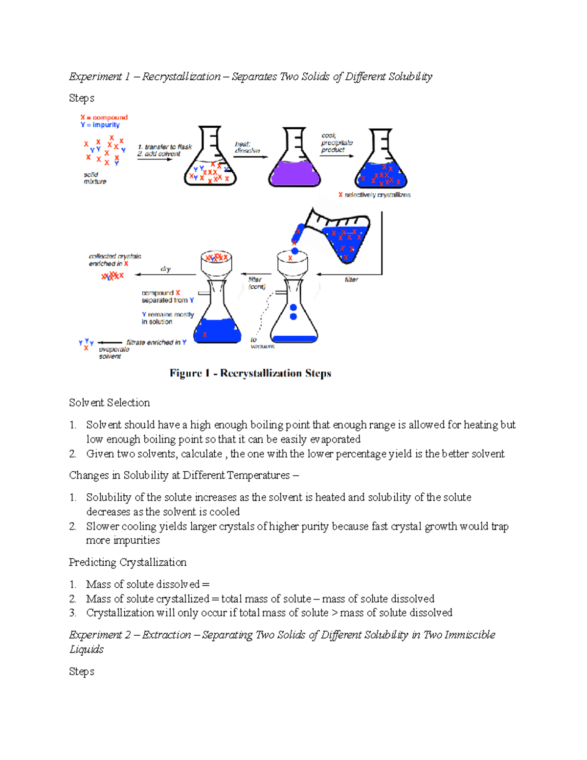 Final Exam Review 1 - Experiment 1 – Recrystallization – Separates Two ...