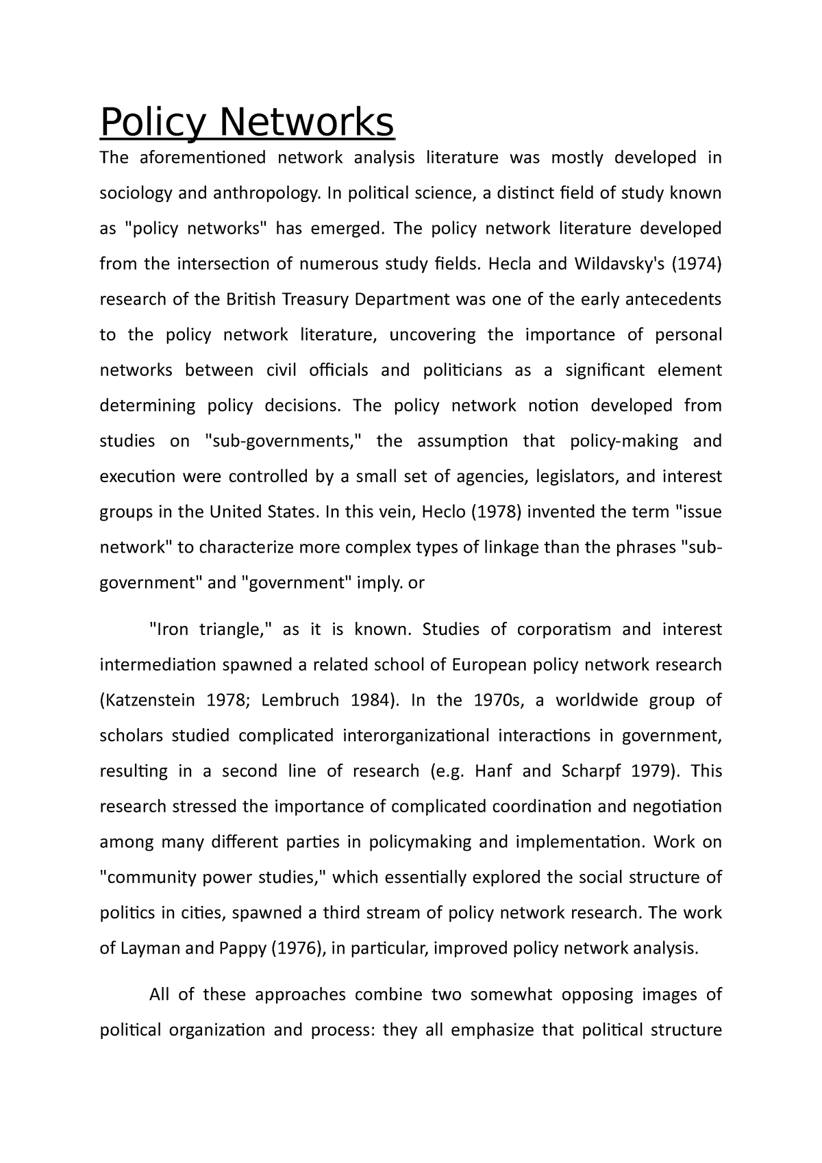 thesis on policy network