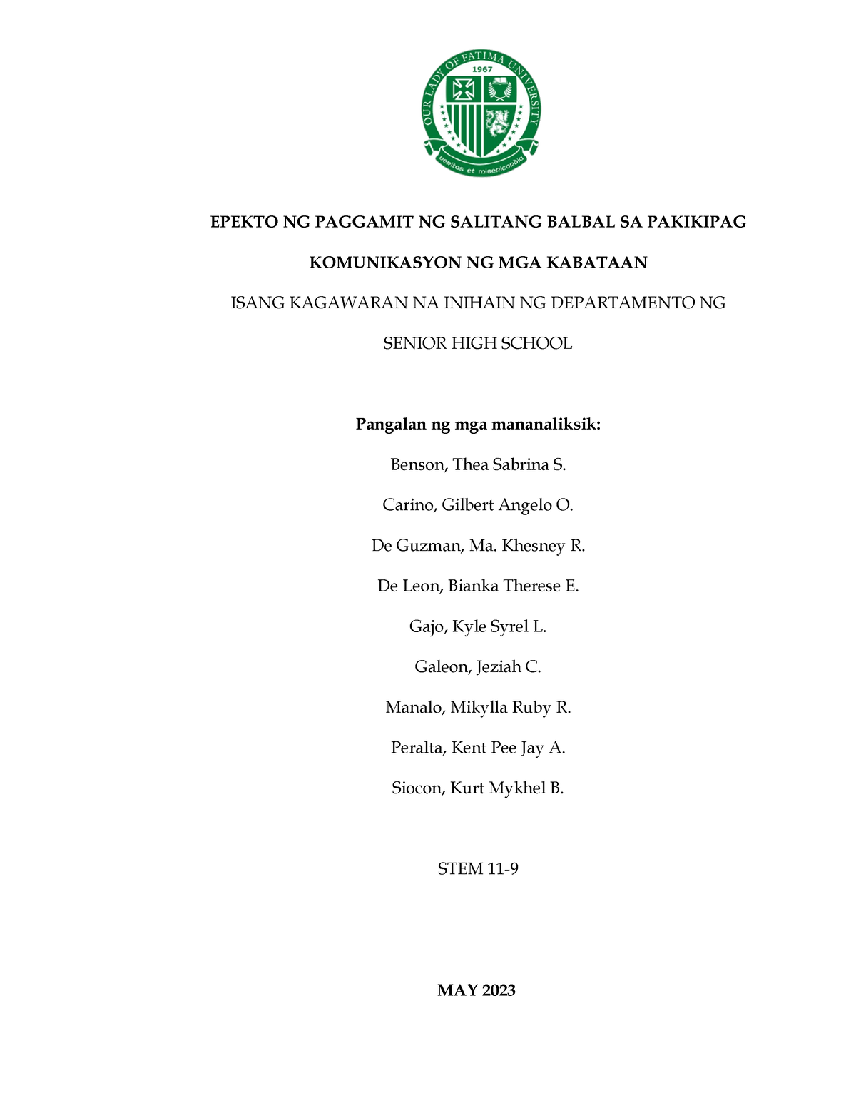 Final Format - ....... - EPEKTO NG PAGGAMIT NG SALITANG BALBAL SA ...