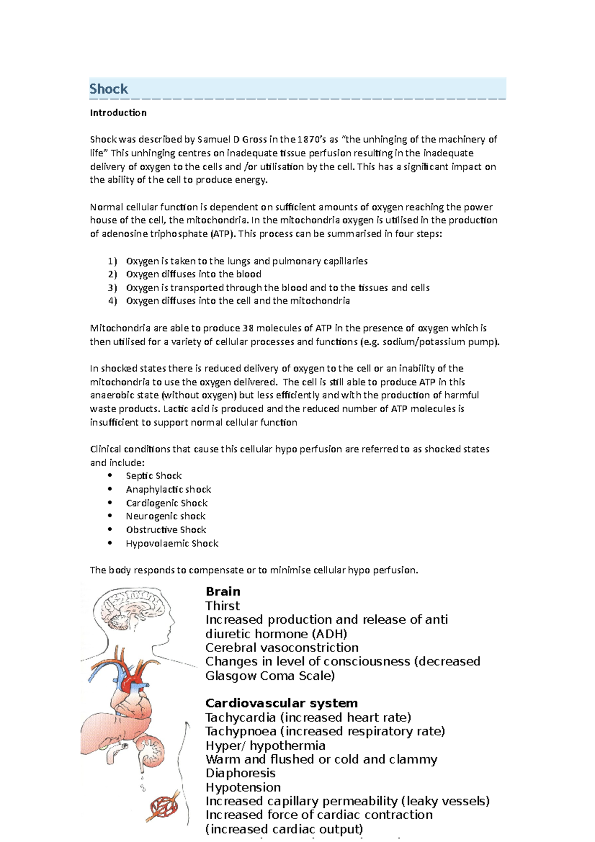 Shock Module notes Shock Introduction Shock was described by Samuel