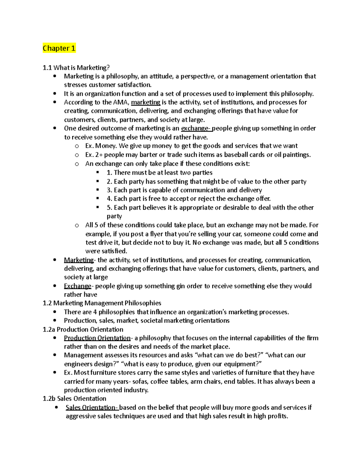 Book Notes Test #1 - Summary MKTG - MKTG - Chapter What Is Marketing Is ...