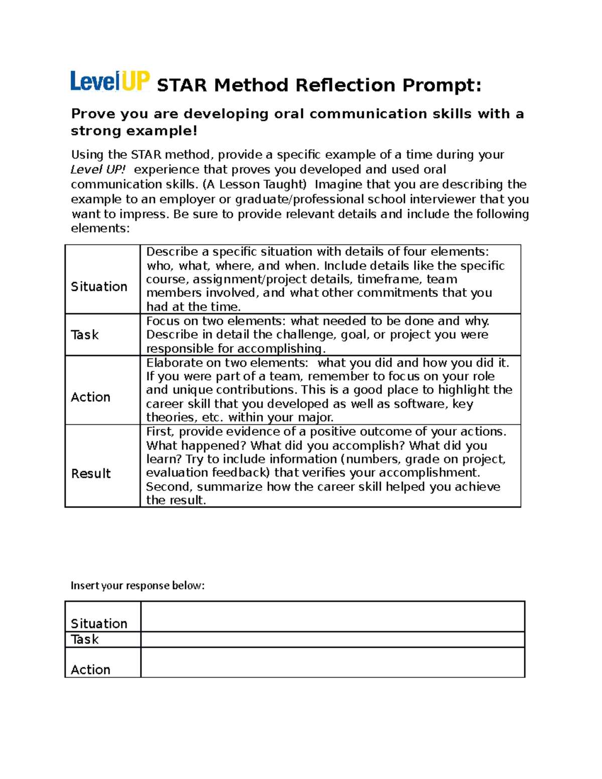 STAR Method Reflection Prompt - STAR Method Reflection Prompt: Prove ...