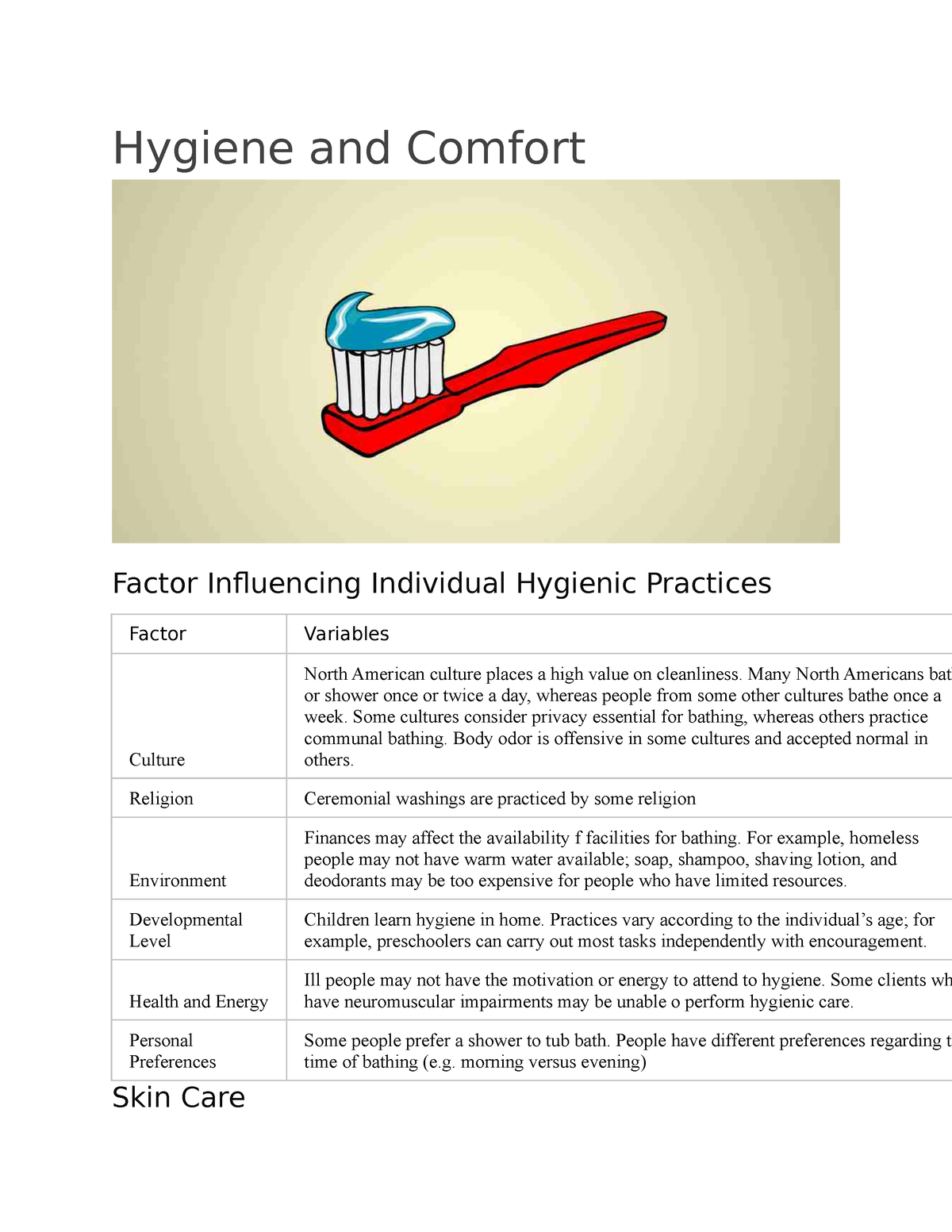 case study hygiene practices