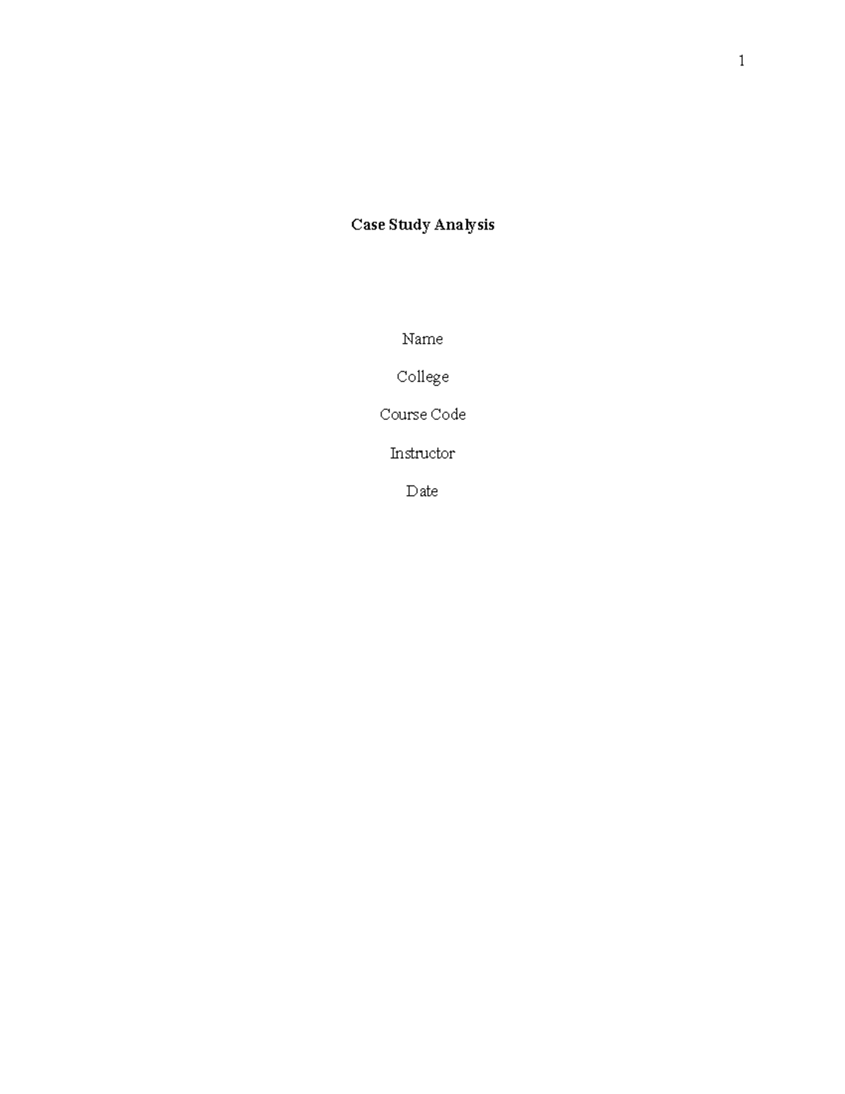 C1 Summative 2 - notes - Case Study Analysis Name College Course Code ...