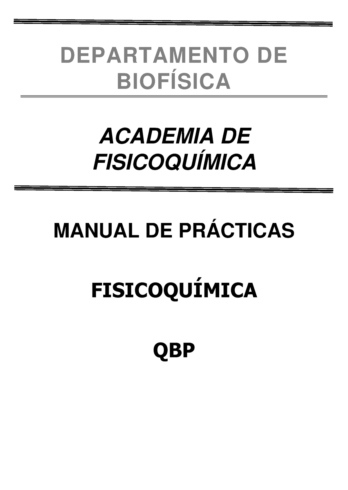 Manual De Prácticas Fisicoquimica Qbp Departamento De BiofÍsica