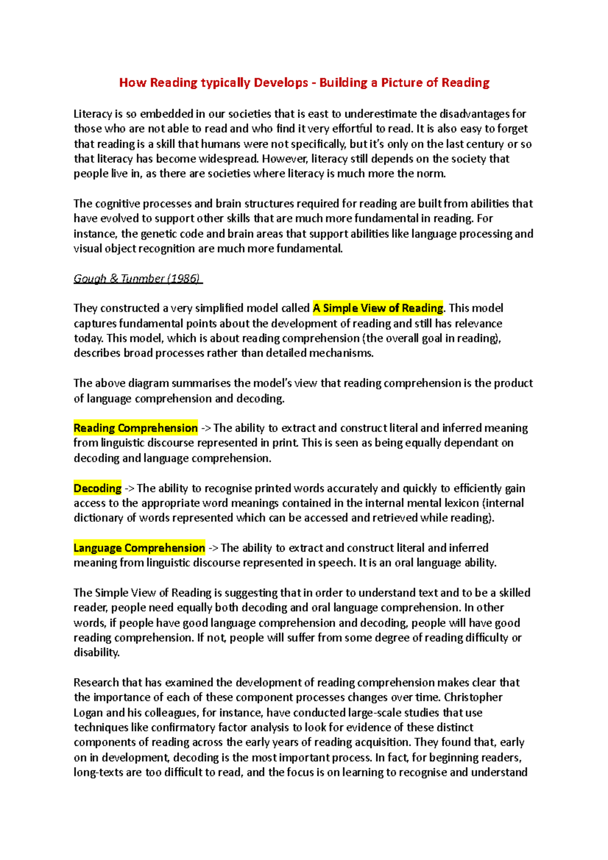Lecture 1 - How Reading Typically Develops - Building a Picture of ...