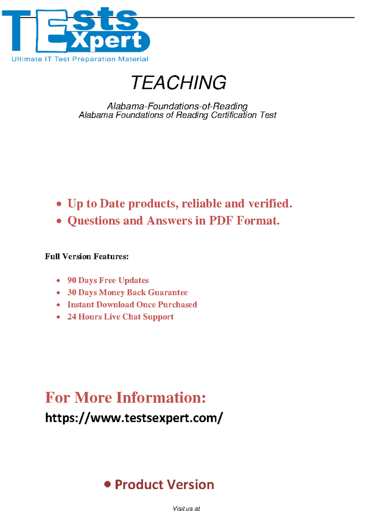 Expert Alabama Foundations of Reading Certification Exam Prep Guide ...