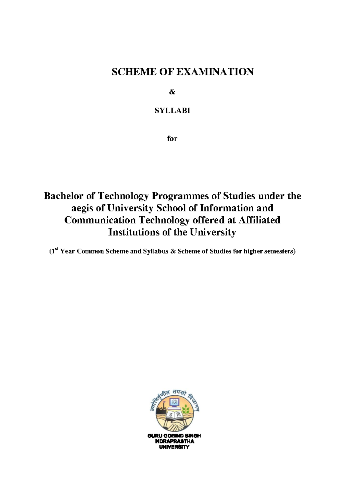 Syallabus 1 year - good notes - SCHEME OF EXAMINATION & SYLLABI for ...