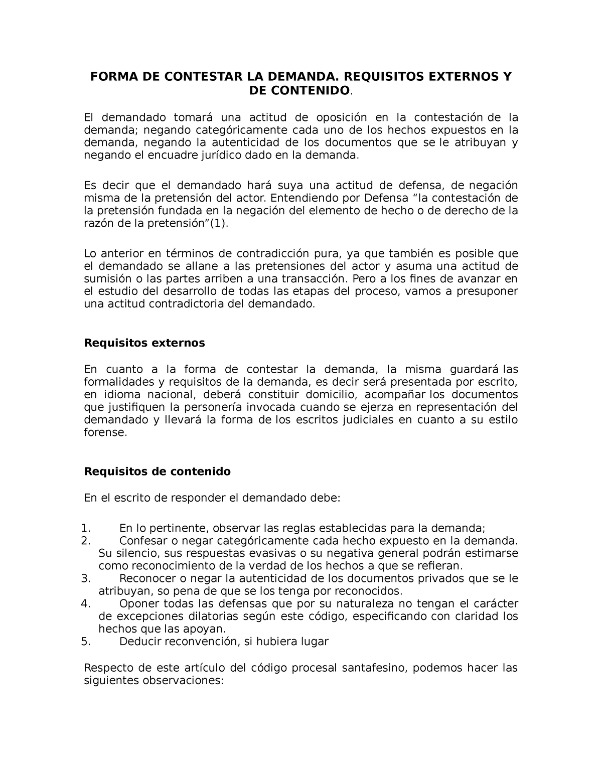 Como Contestar Una Demanda Forma De Contestar La Demanda Requisitos Externos Y De Contenido