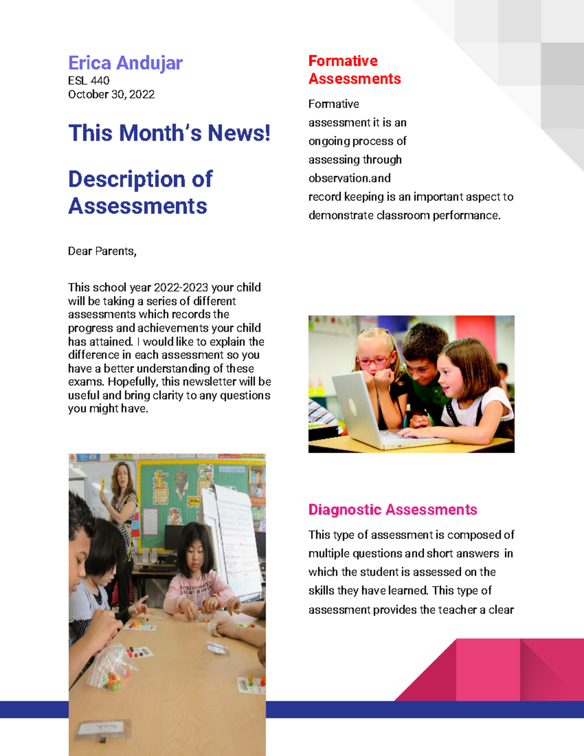 Brochure - Erica Andujar ESL 440 October 30, 2022 This Month’s News ...