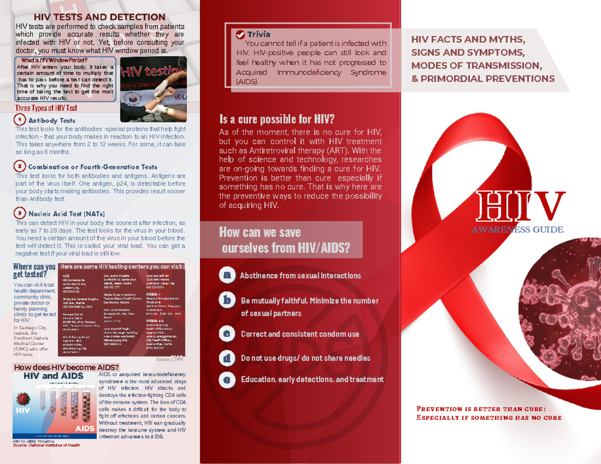 HIV Awareness pamphlet - Trivia How does HIV become AIDS ...