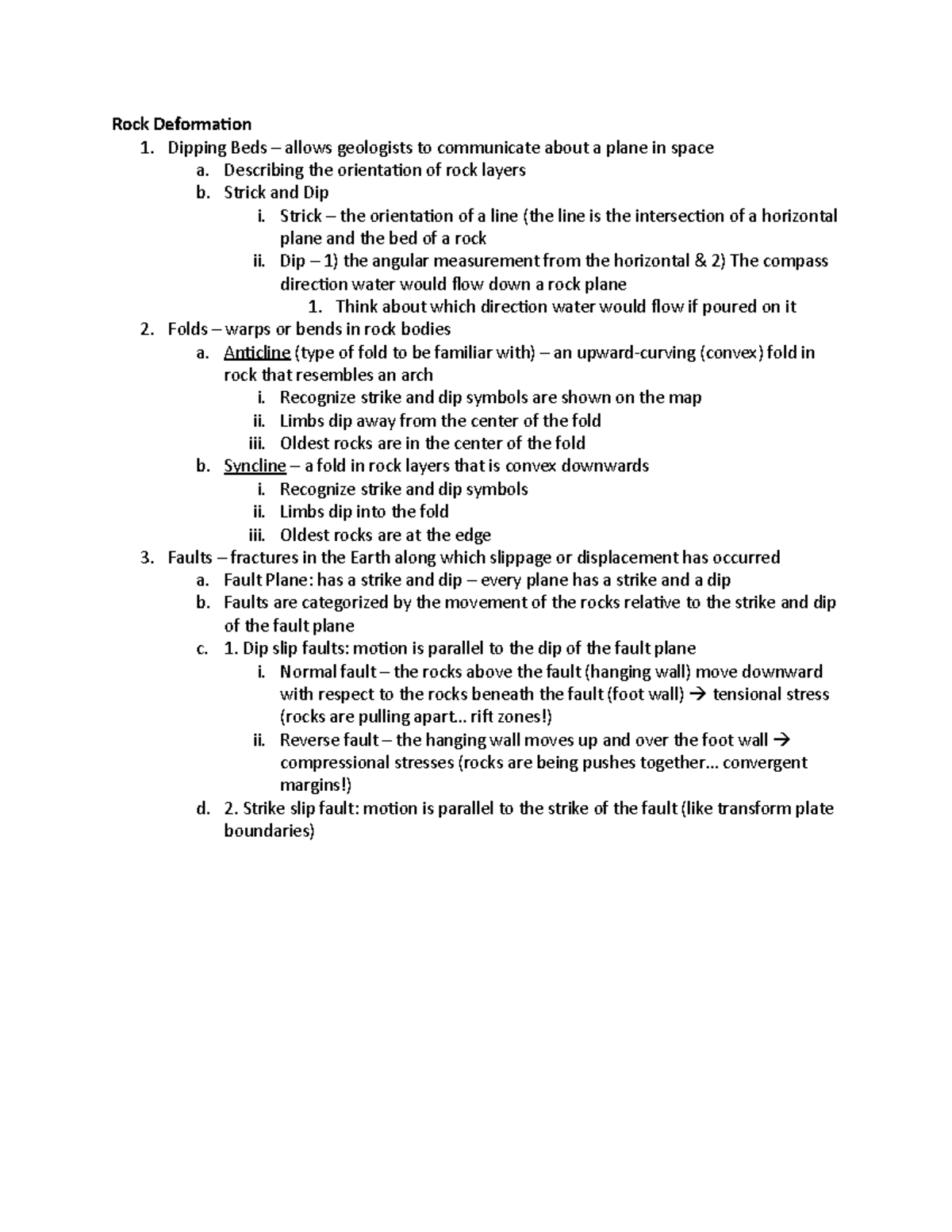 Structural Geology Lecture Notes - Rock Deformation 1. Dipping Beds ...