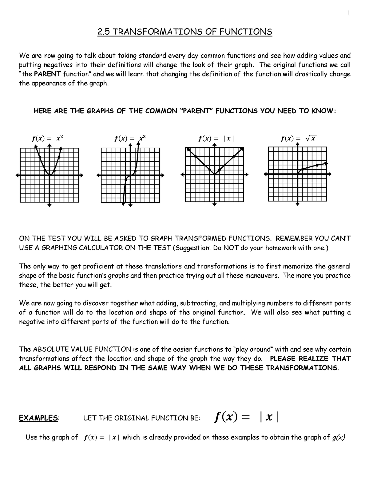 MAC 200 - 20.20 Transformations OF Functions - MAC 200 - College With Transformations Of Functions Worksheet