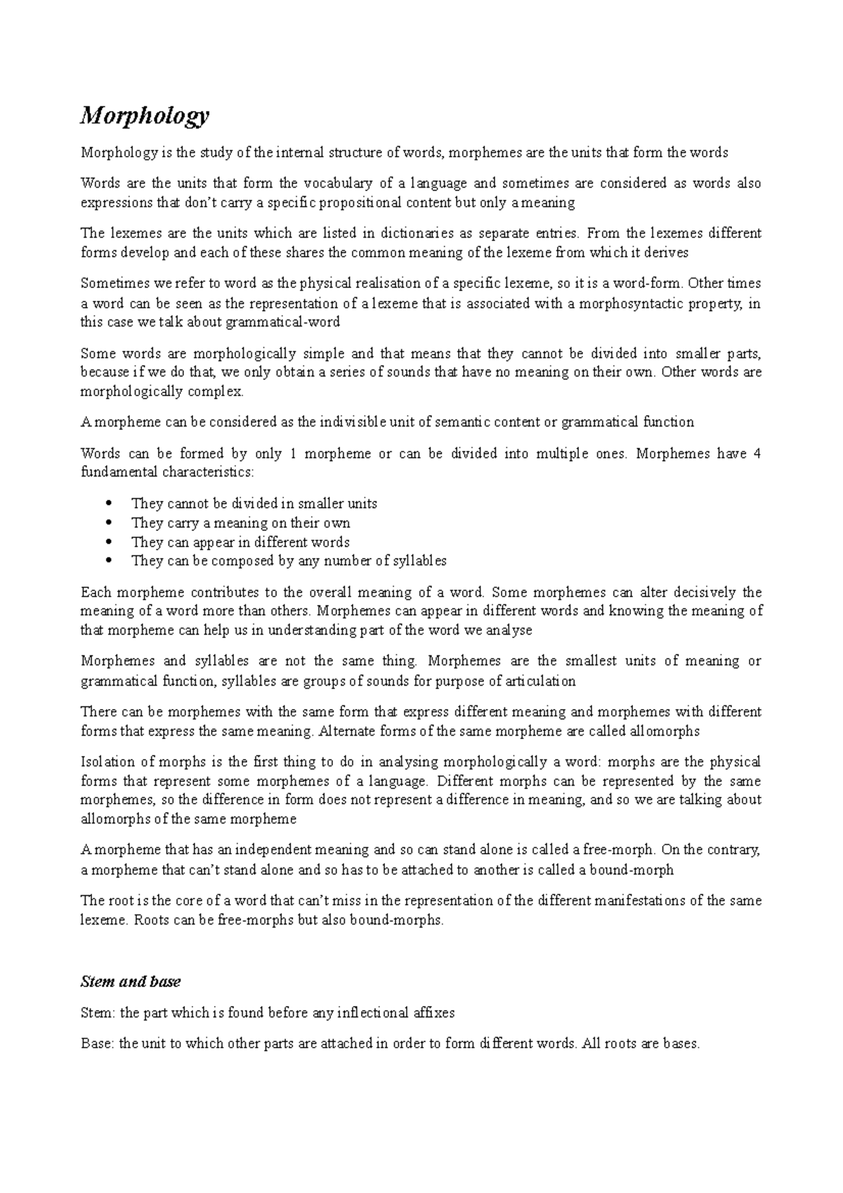 Morphology Morphology Morphology Is The Study Of The Internal Structure Studocu