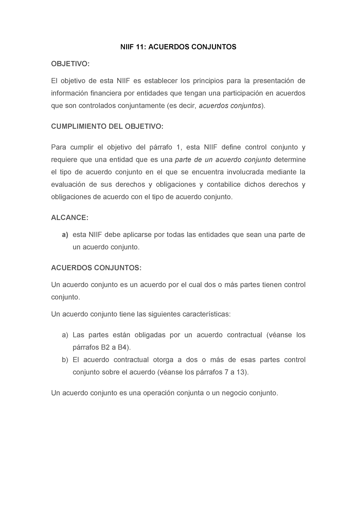 NIIF 11 - Leer Bien Para Entender - NIIF 11: ACUERDOS CONJUNTOS ...