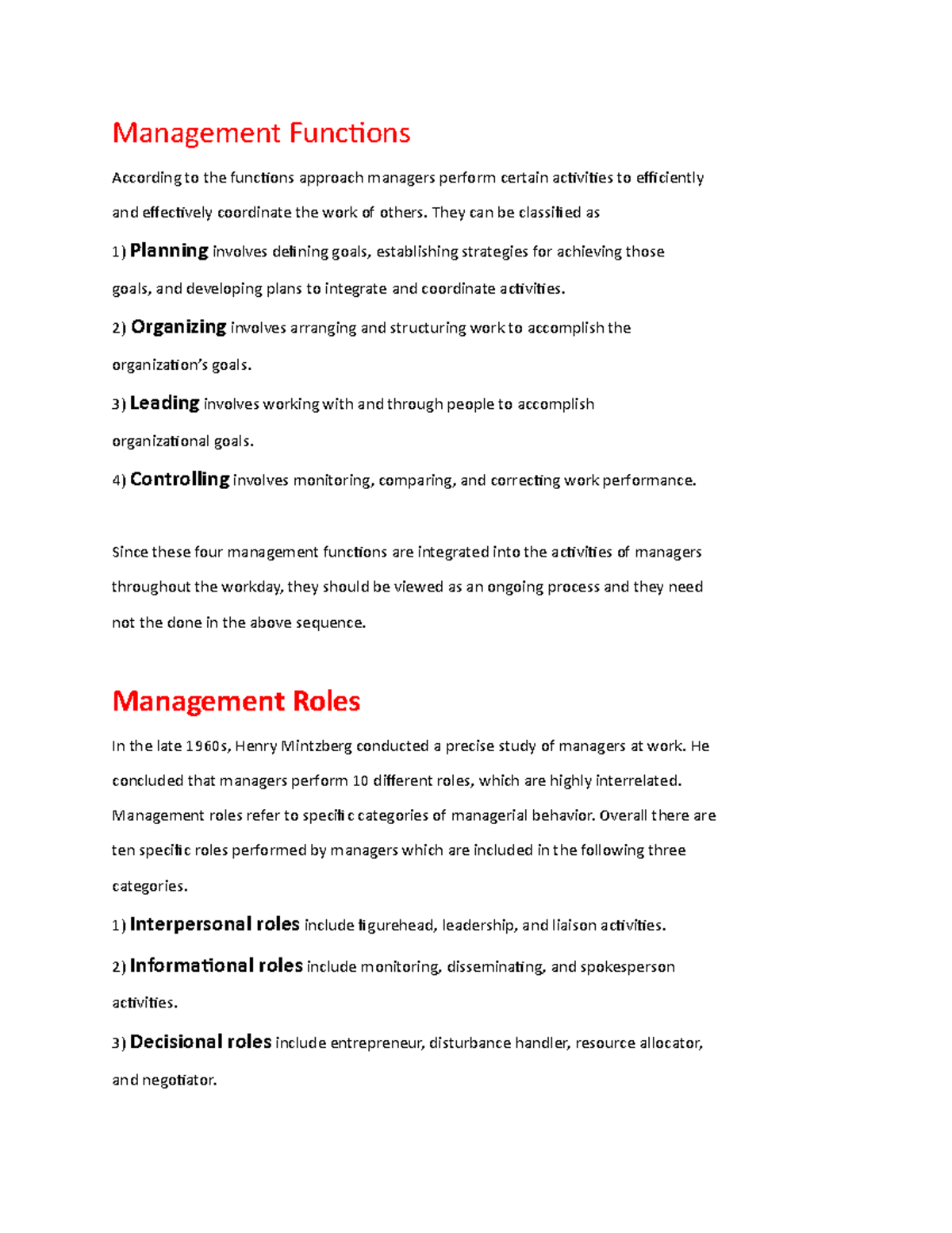 Management function - Management Functions According to the functions ...