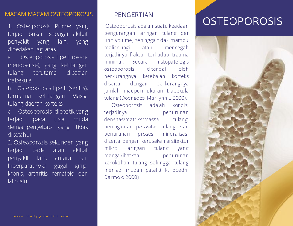 Osteoporosis OSTEOPOROSIS PENGERTIAN Osteoporosis adalah suatu
