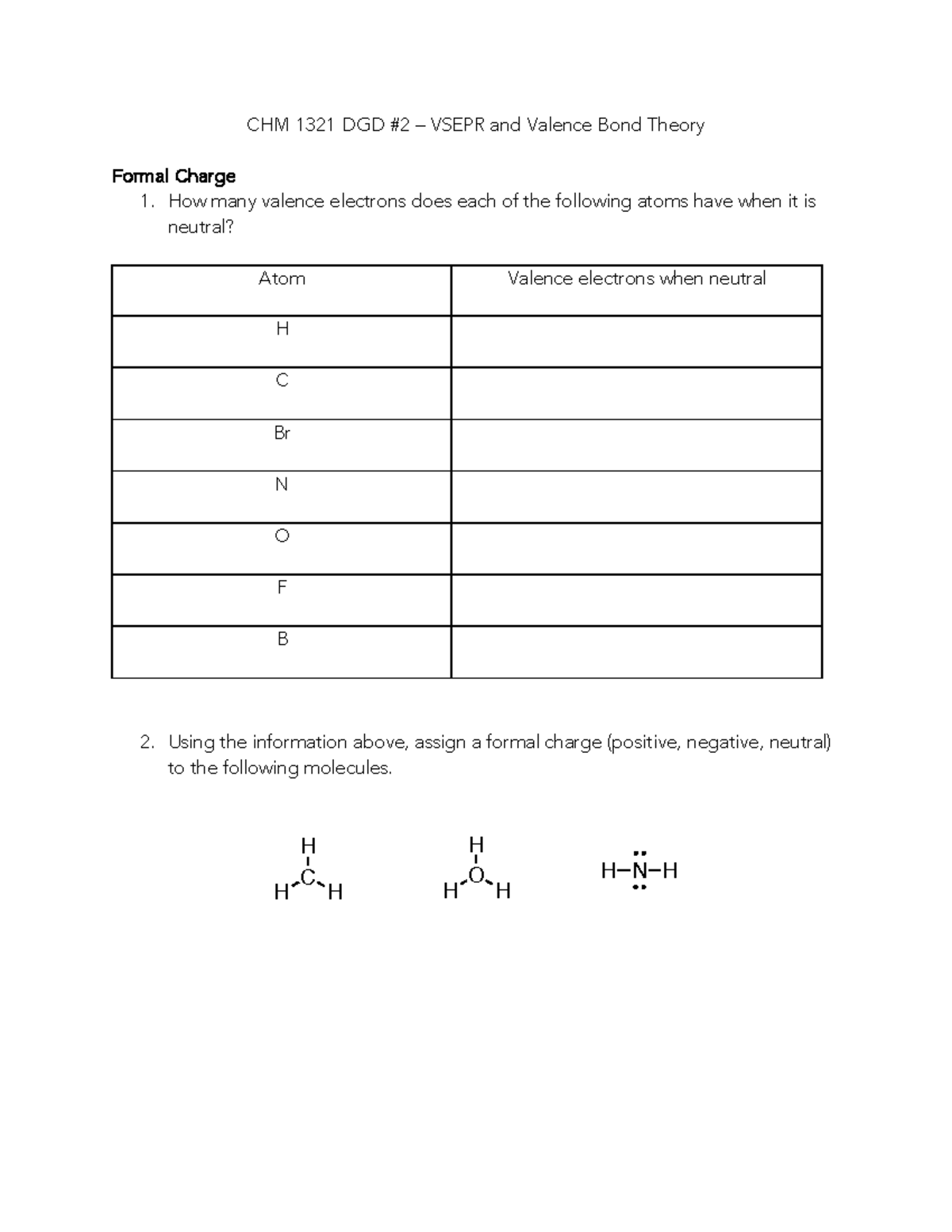 2 Vsepr And Valence Bond Theory CHM 1321 DGD 2 VSEPR And Valence
