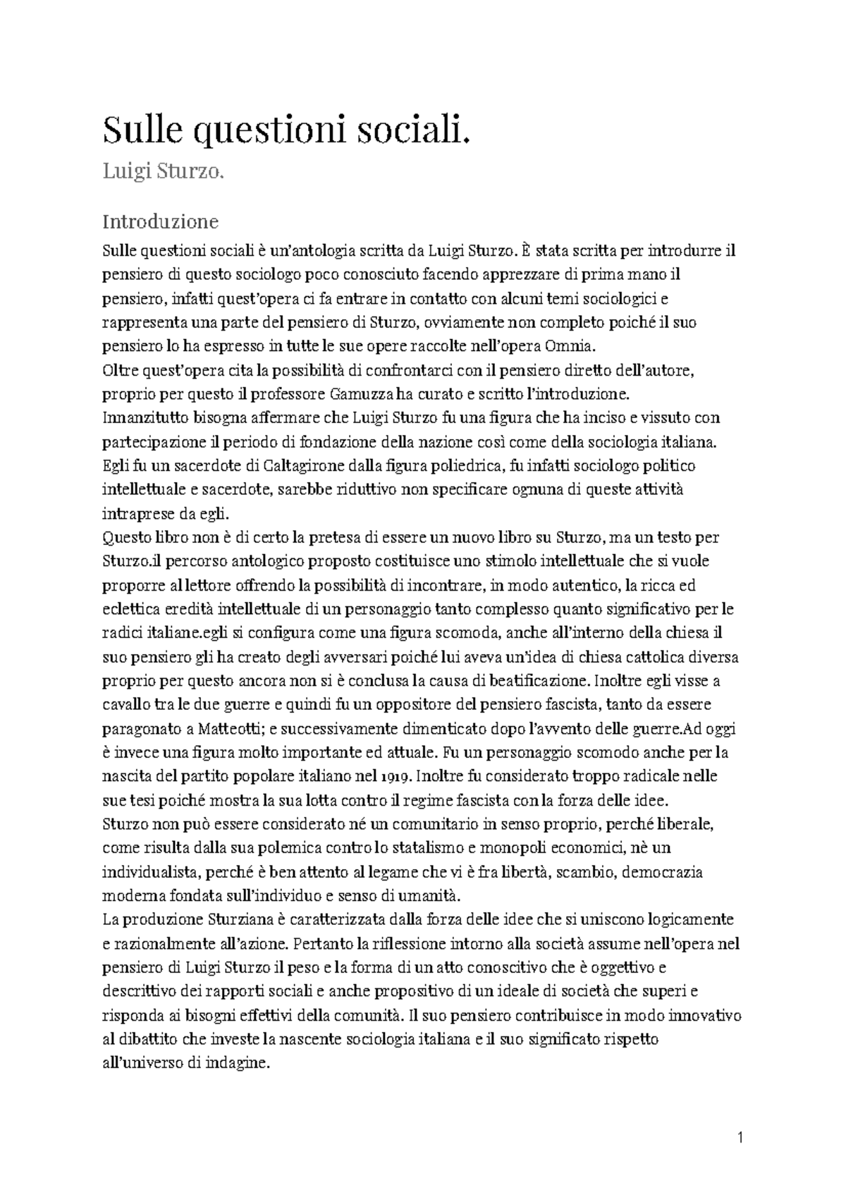 Luigi Sturzo: parte del libro "sulle questioni sociali", il suo ...