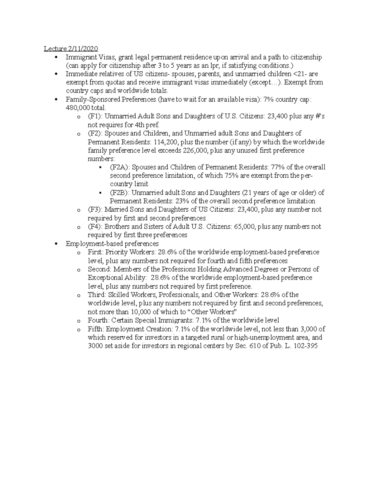 Lecture 2:11:2020 Immigration - Lecture 2/11/ Immigrant Visas, grant ...