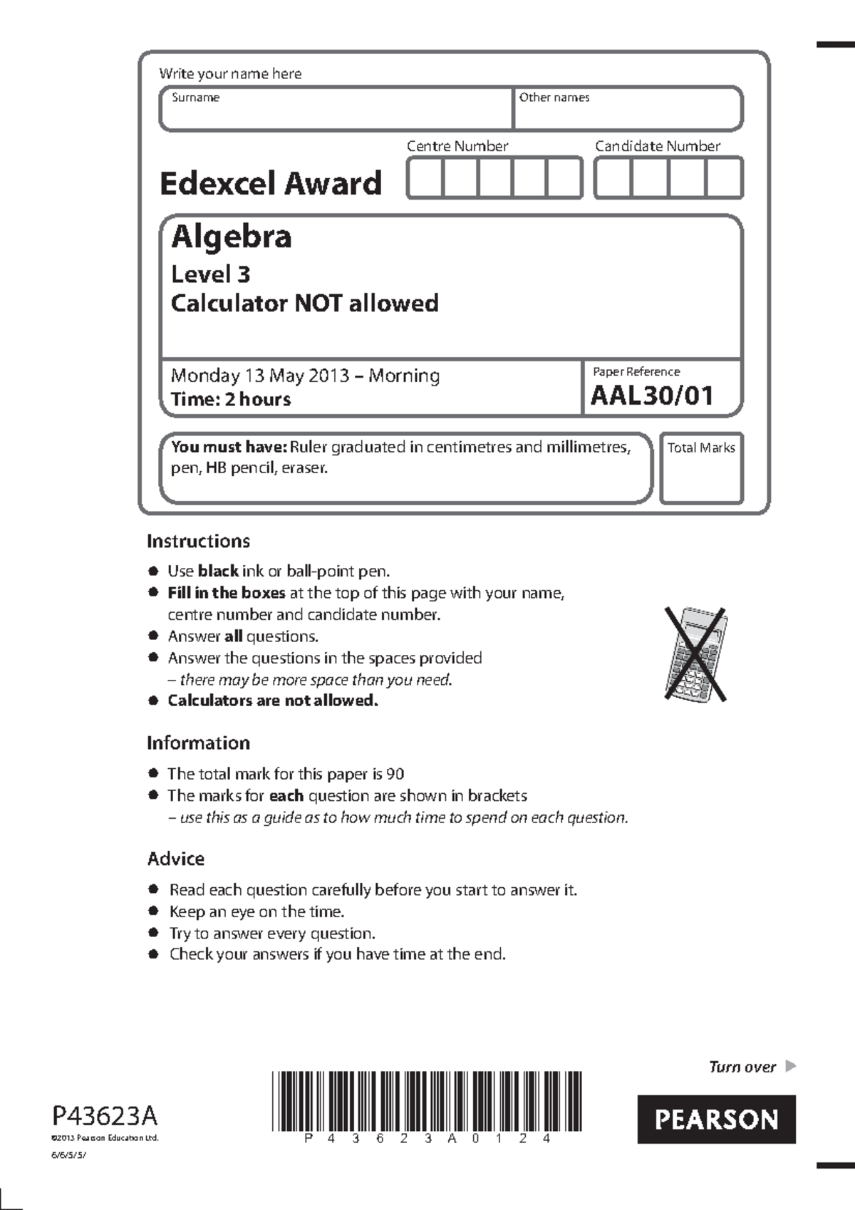 Level+3+Summer+2013 - klbjggbkvftfy - Centre Number Candidate Number ...