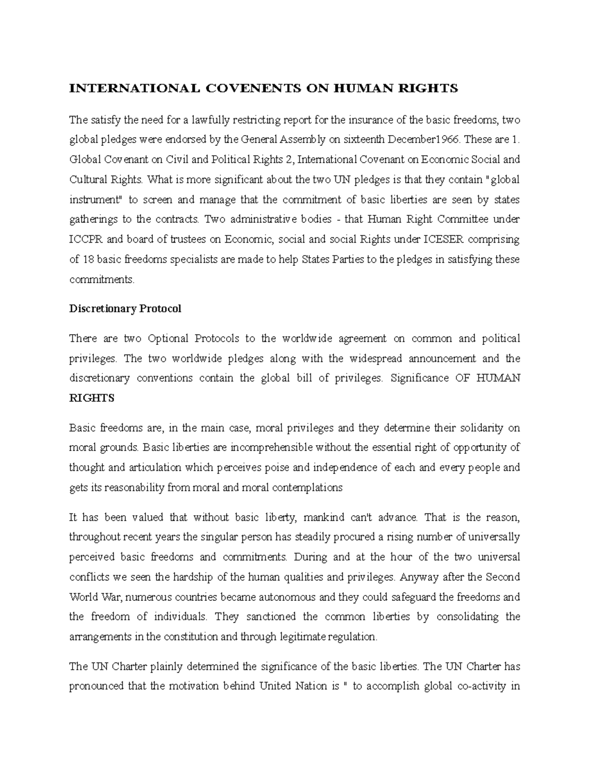 International Covenents ON Human Rights - INTERNATIONAL COVENENTS ON ...