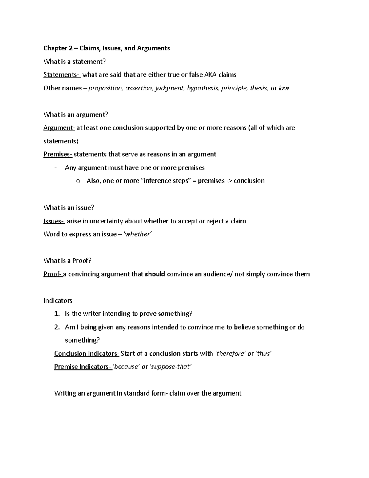 Chapter 2 – Claims, Issues, and Arguments - Chapter 2 – Claims, Issues ...