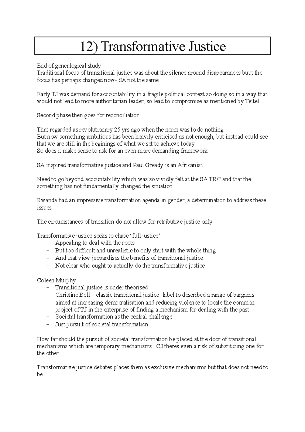 12) Transformative justice 12) Transformative Justice End of