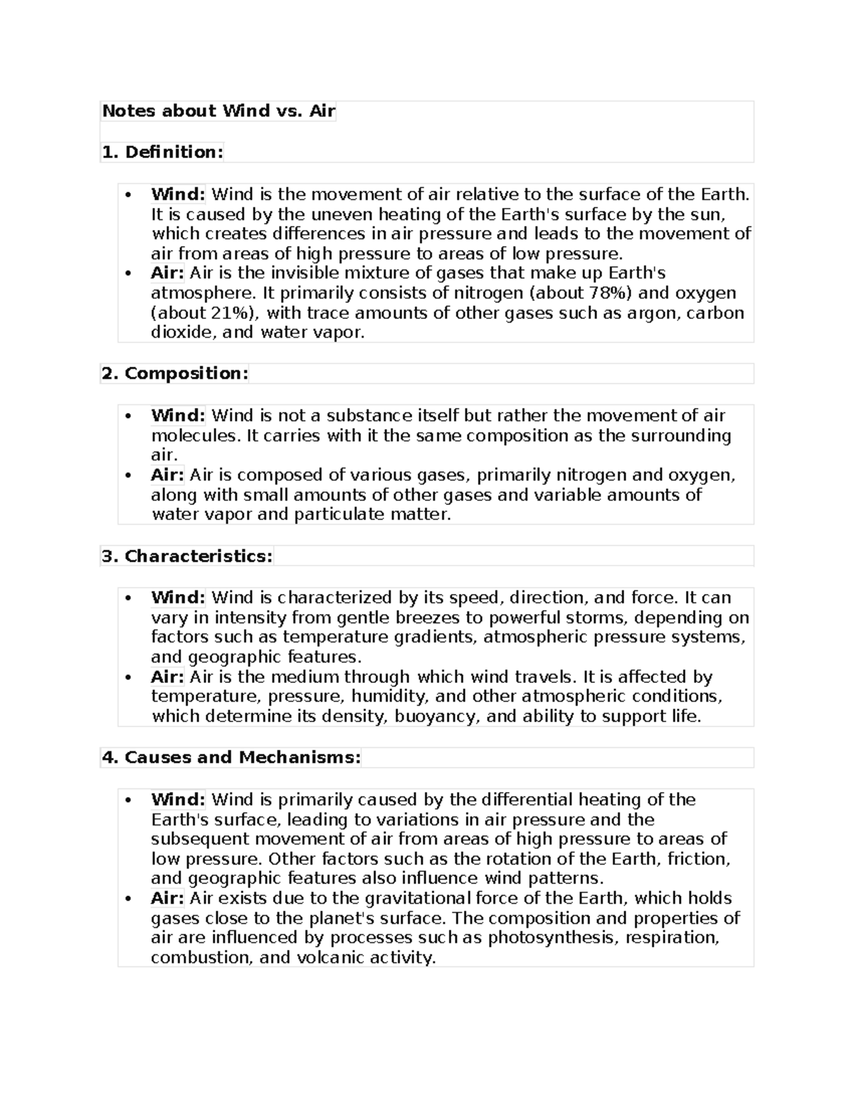 Song about music - Notes about Wind vs. Air 1. Definition: Wind: Wind ...