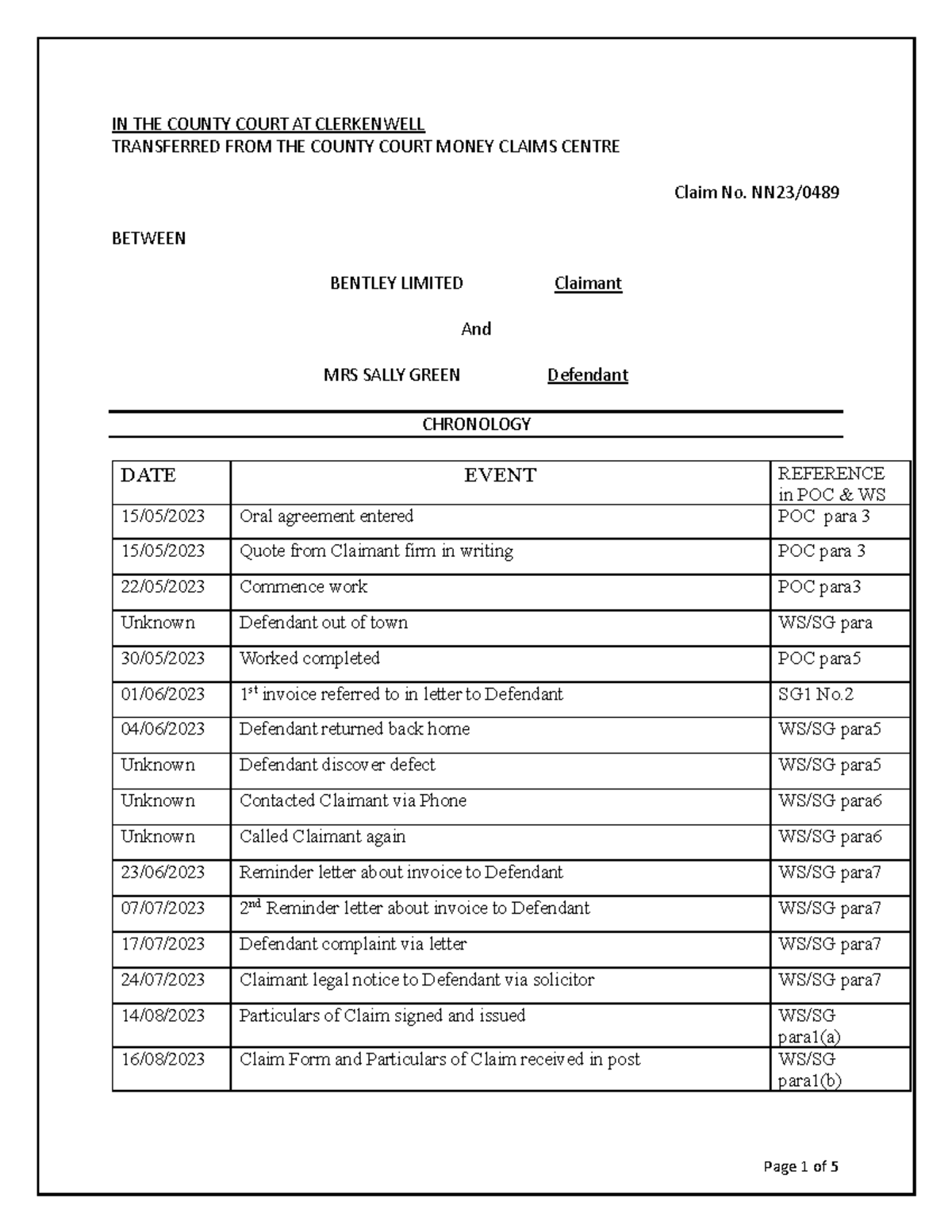 Civil skeleton argument pdf - IN THE COUNTY COURT AT CLERKENWELL ...