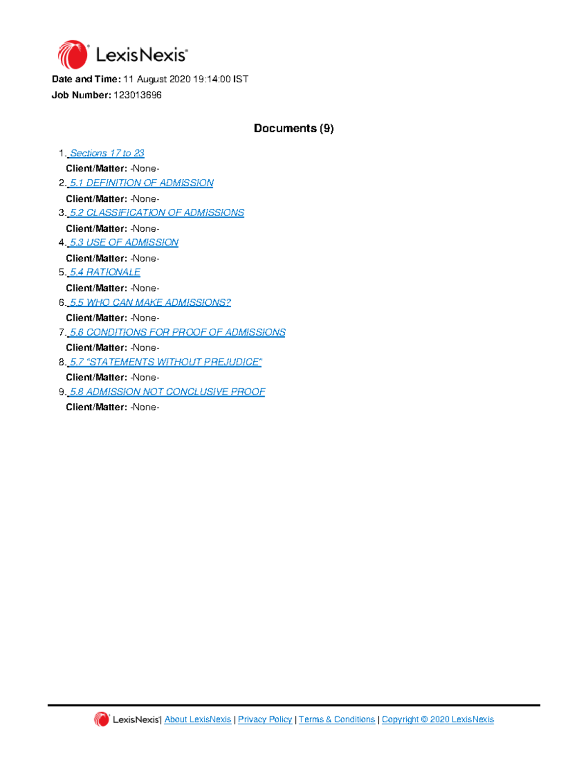 Admission - Lecture notes 1 - | About LexisNexis | Privacy Policy ...