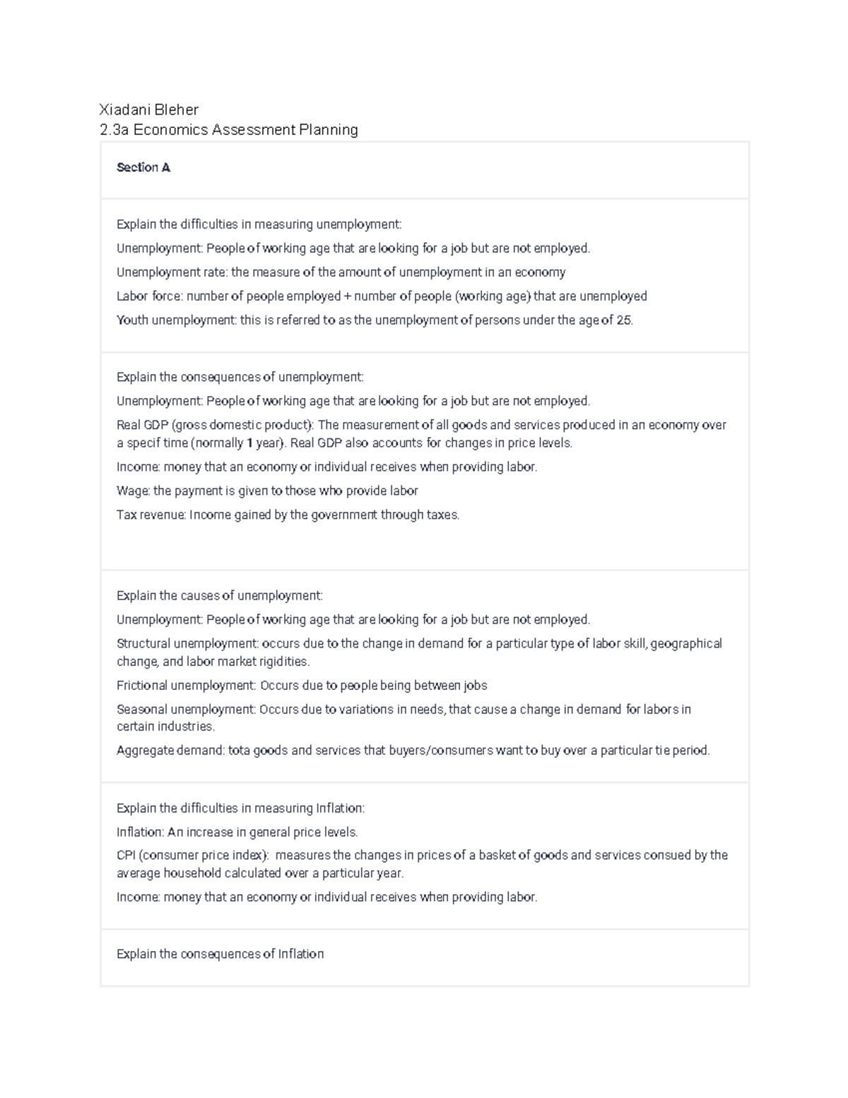 2.3a Economics Assessment Planning - EC1004 - St Andrews - Studocu