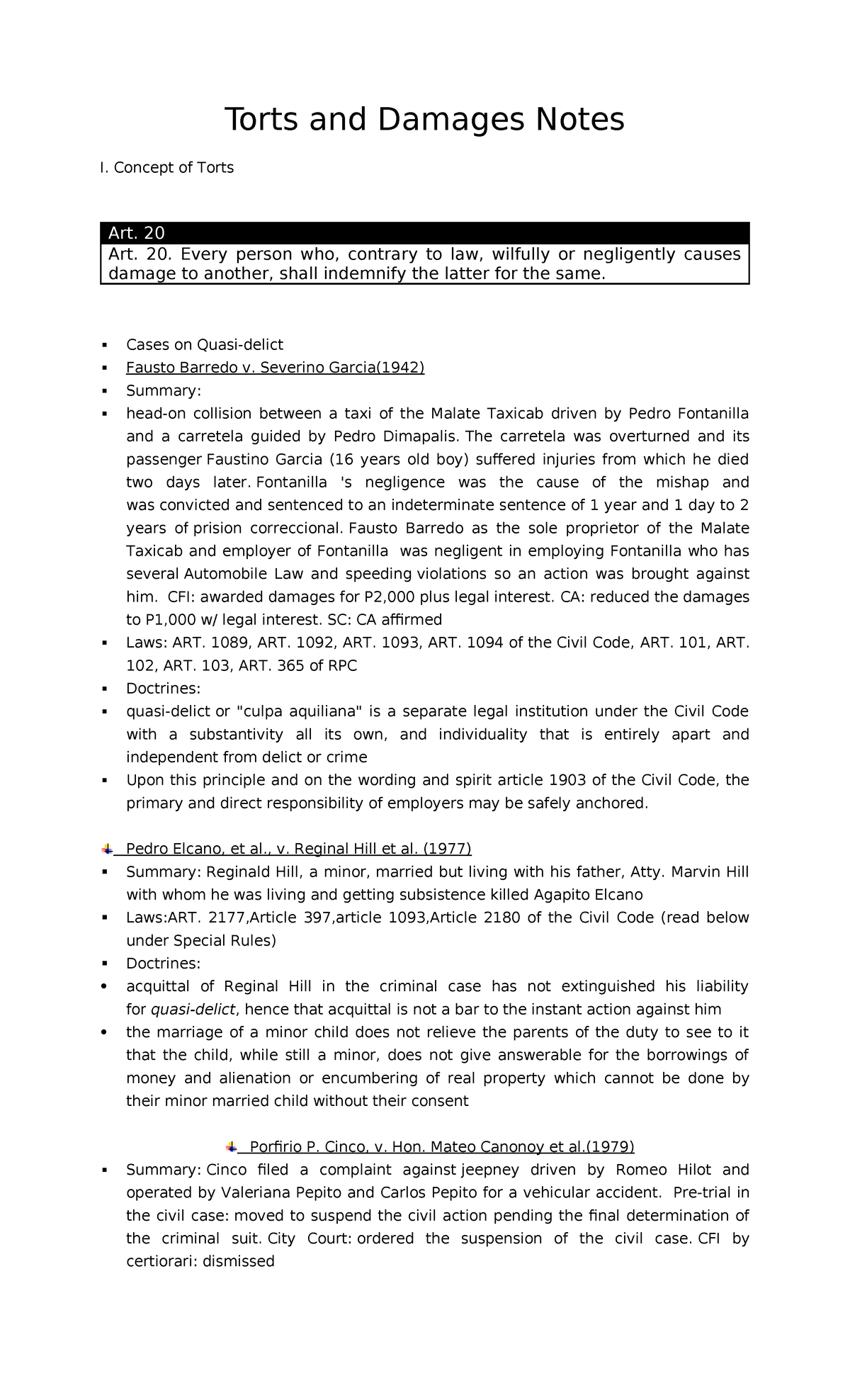 Torts and damages - Summary Civil Procedure - Torts and Damages Notes I ...