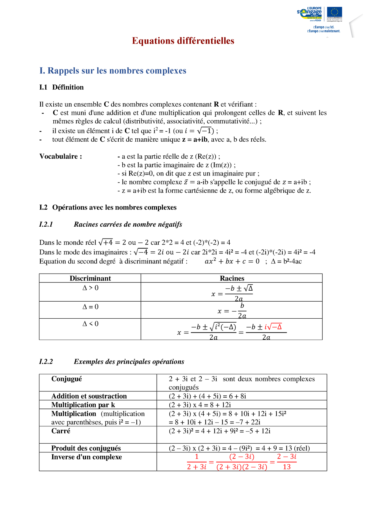 6 Equations Differentielles FM - Equations DiffÈrentielles I. Rappels ...