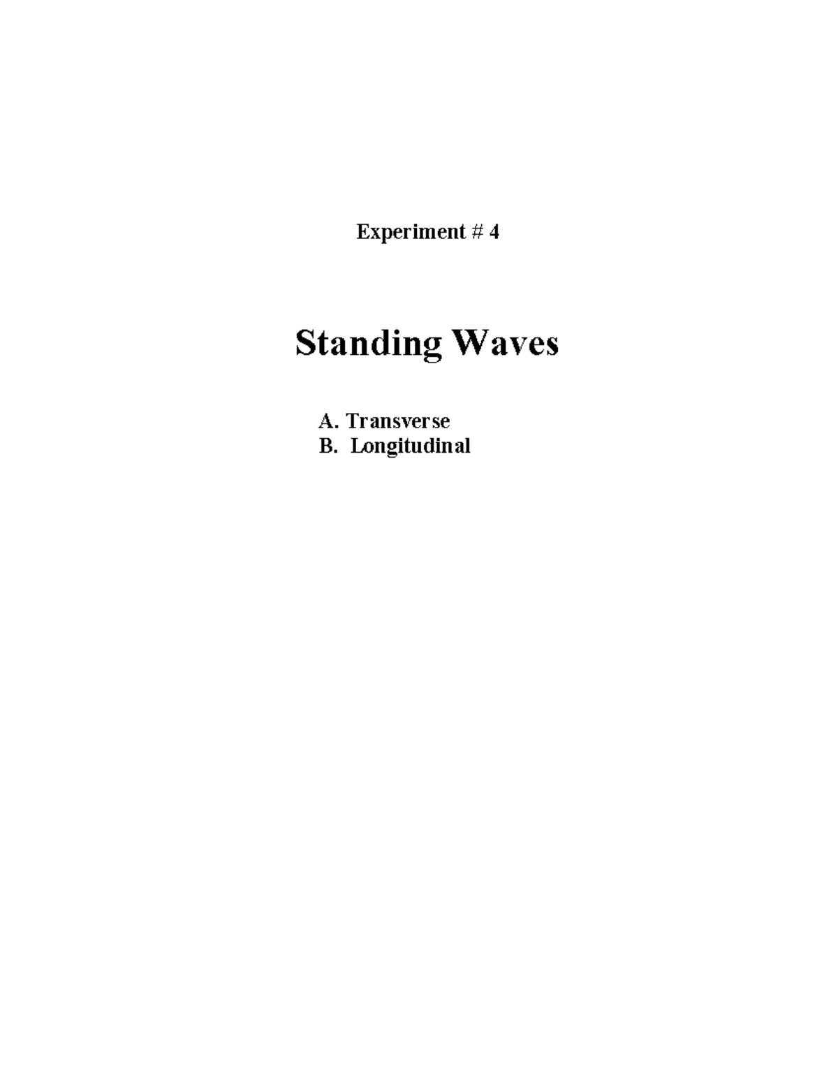 standing waves experiment lab report