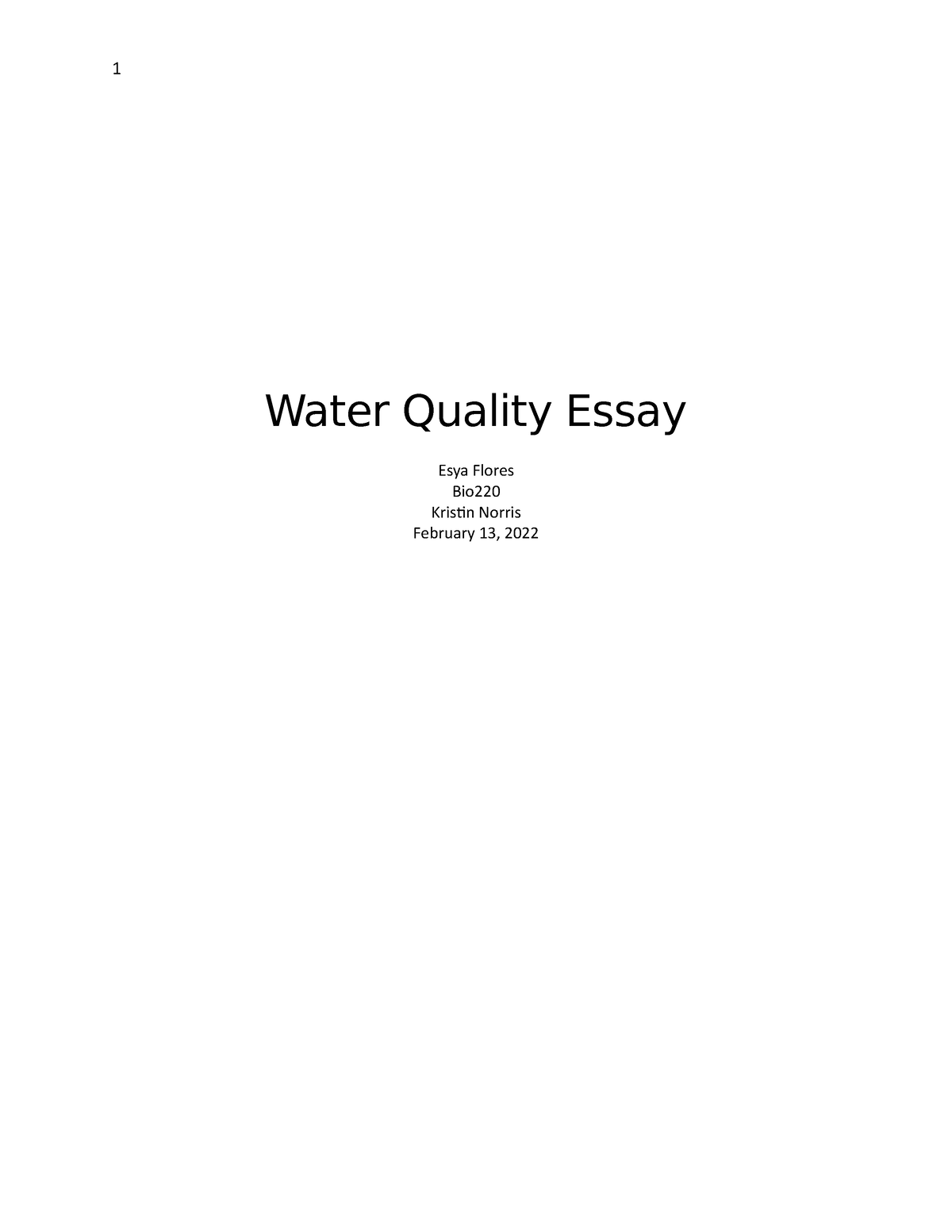 water quality essay studocu