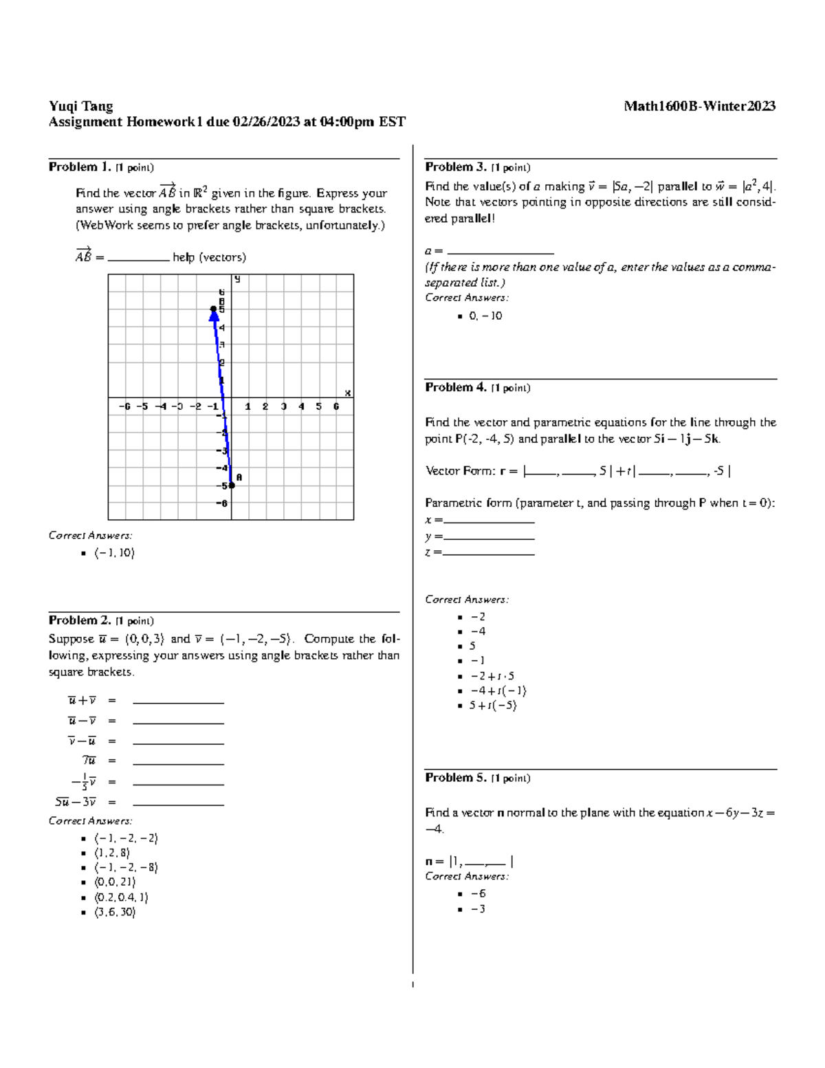 Math1600B-Winter 2023 Homework1 - Yuqi Tang Math1600B-Winter Assignment ...