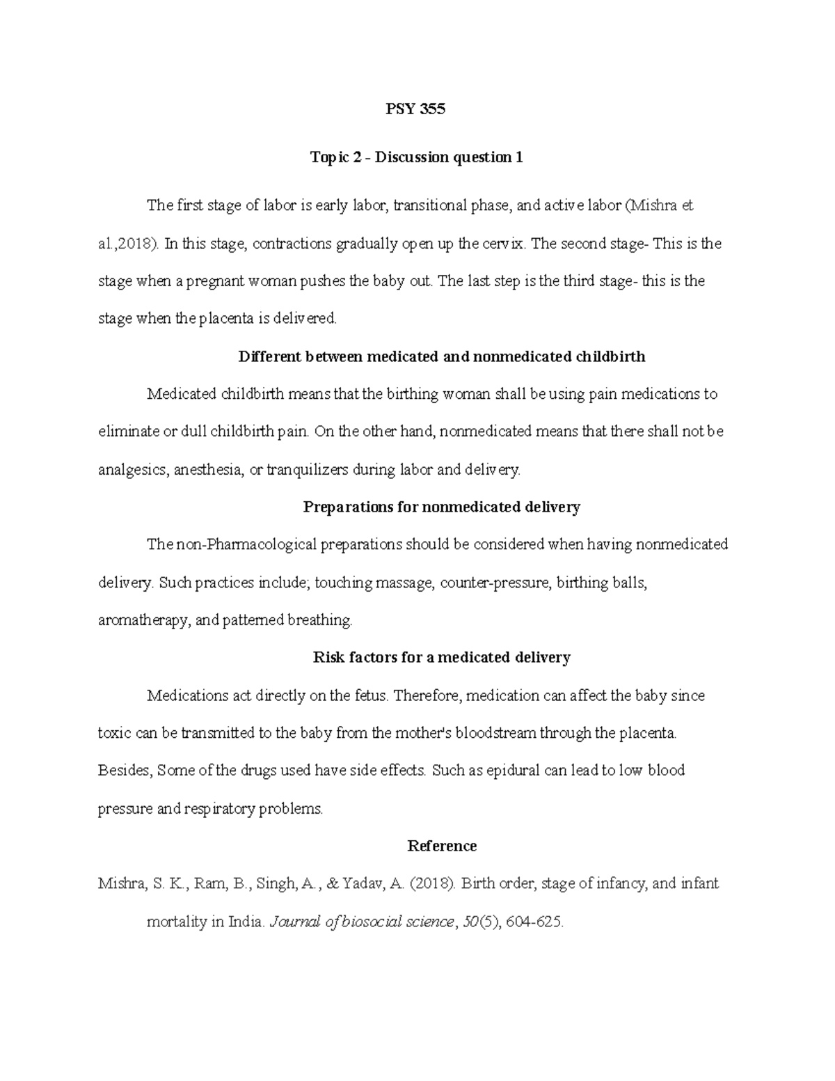 PSY 355 Topic 2 Discussion Question 1 Answer - PSY 355 Topic 2 ...