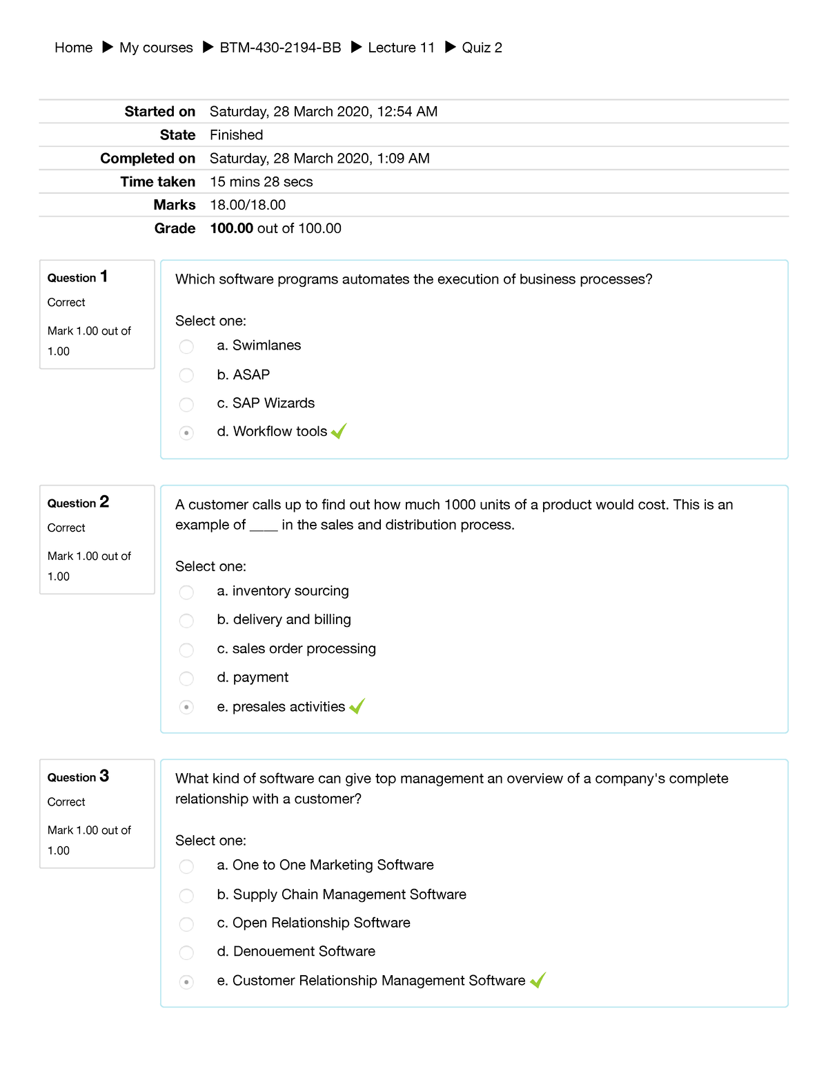 BTM 430 Quiz 2 - Quiz 2 - Home My courses BTM-430-2194-BB Lecture 11 ...